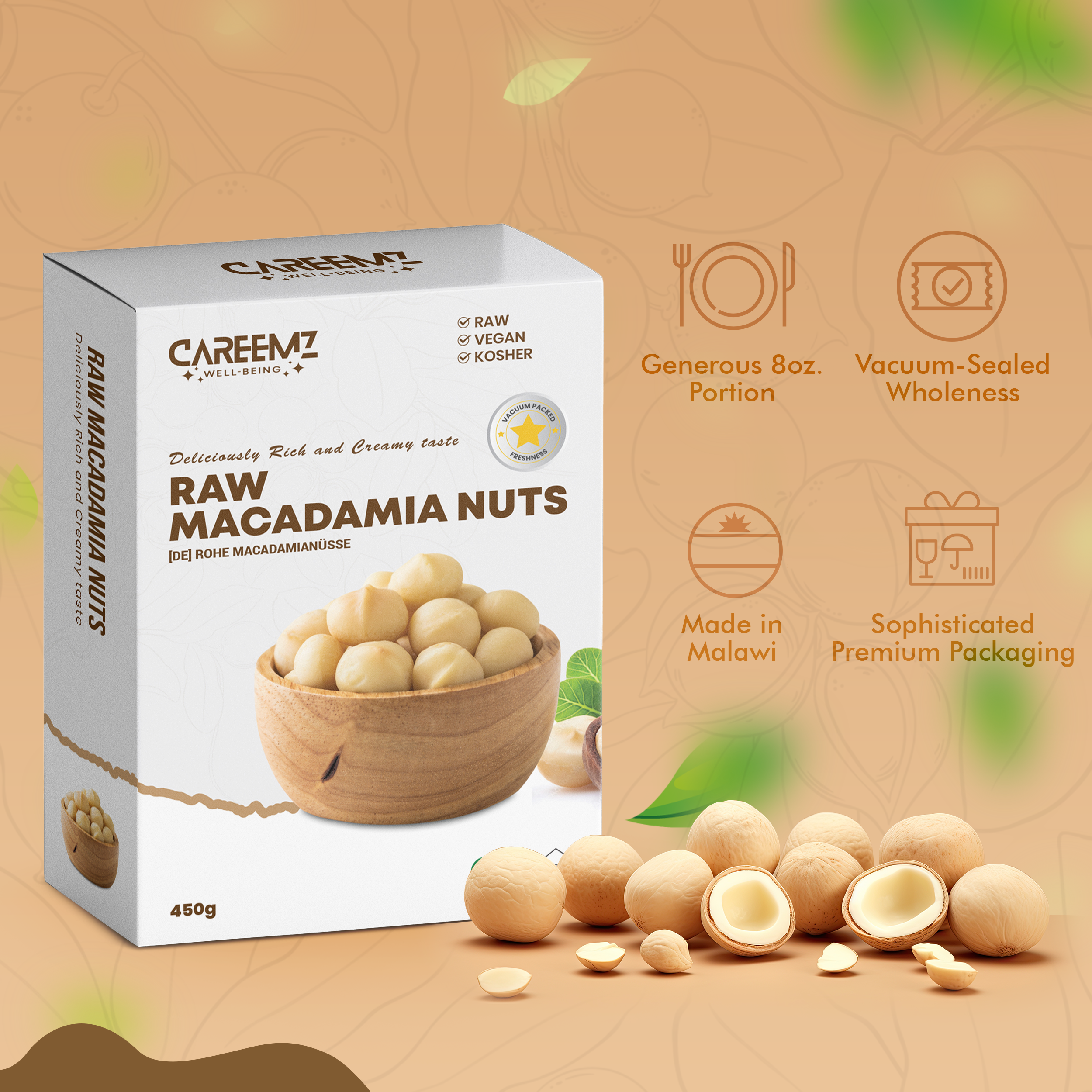 CAREEMZ Raw Macadamia Nuts