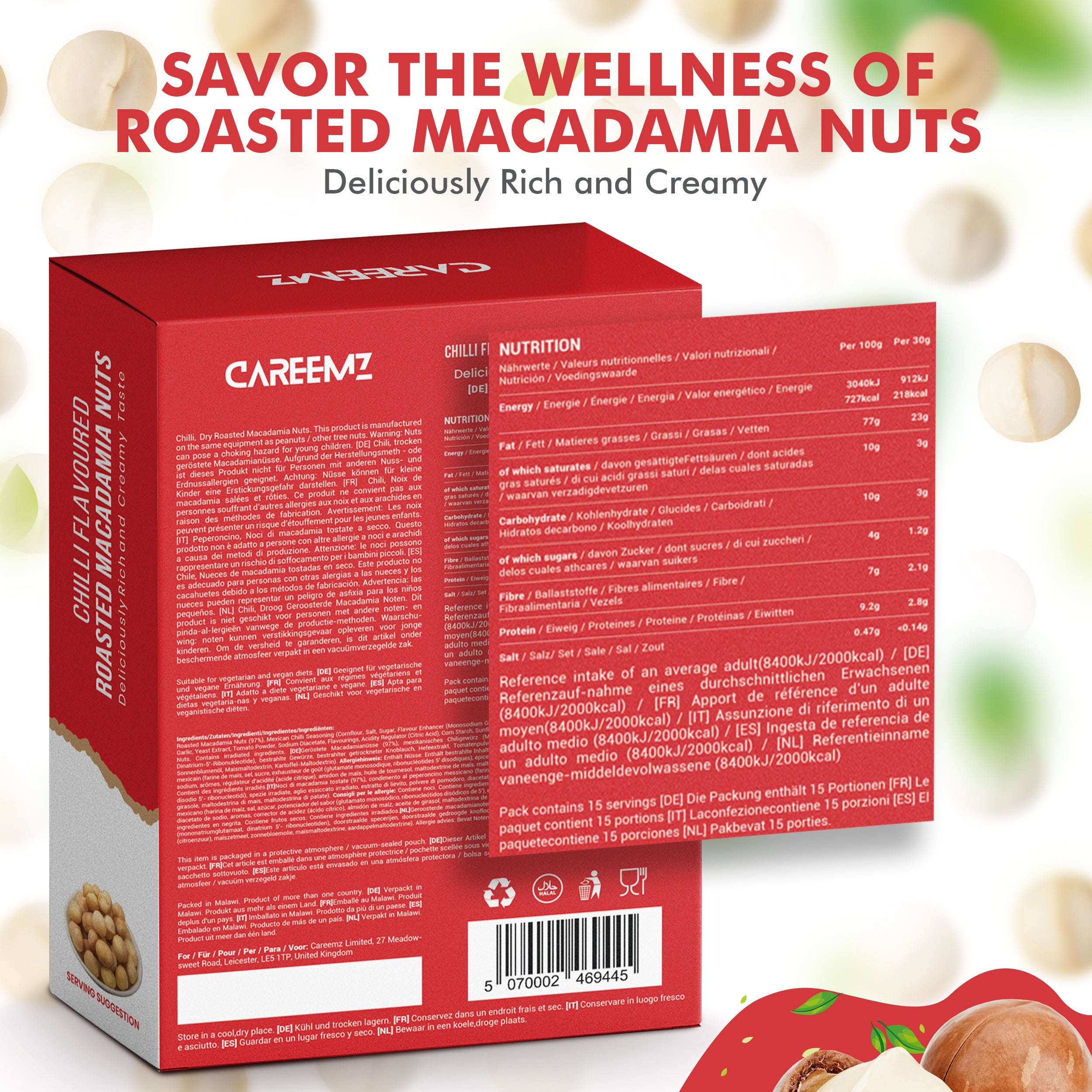 CAREEMZ Roasted Chilli Flavoured Macadamia Nuts