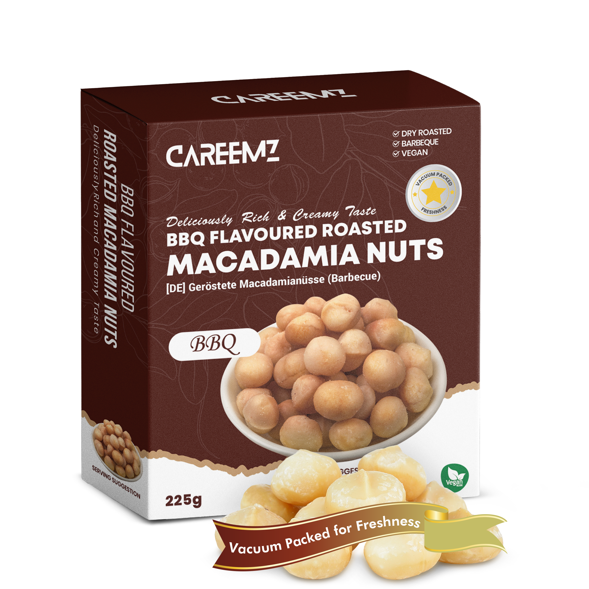 CAREEMZ Roasted Barbecue (BBQ) Flavored Macadamia Nuts
